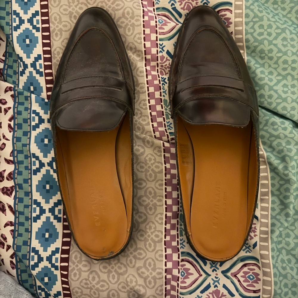 Elegant Brown Everlane Leather slide on Loafers